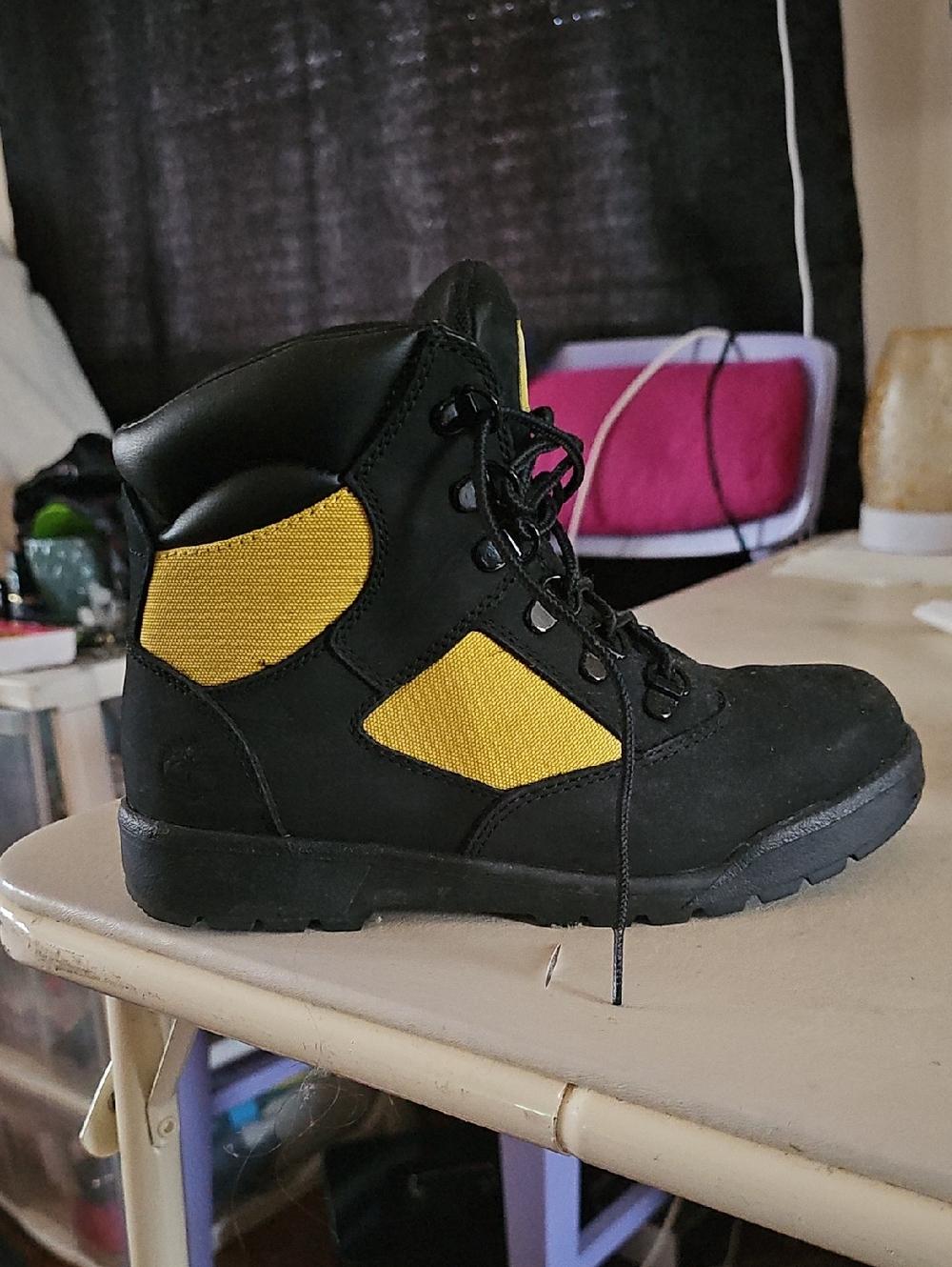 Timberland Kids Black and Yellow Hiking Boots